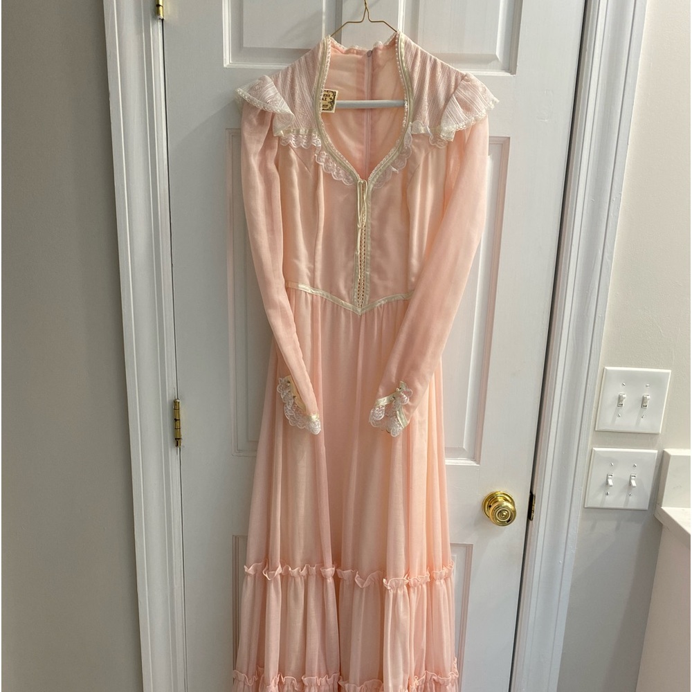 Vintage Prairie-Style Gunne Sax Jessica McClintock 1989s Corset Tiered Dress